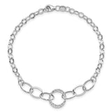 14k White Gold Polished and Textured Fancy Link 8 inch Bracelet SF2131