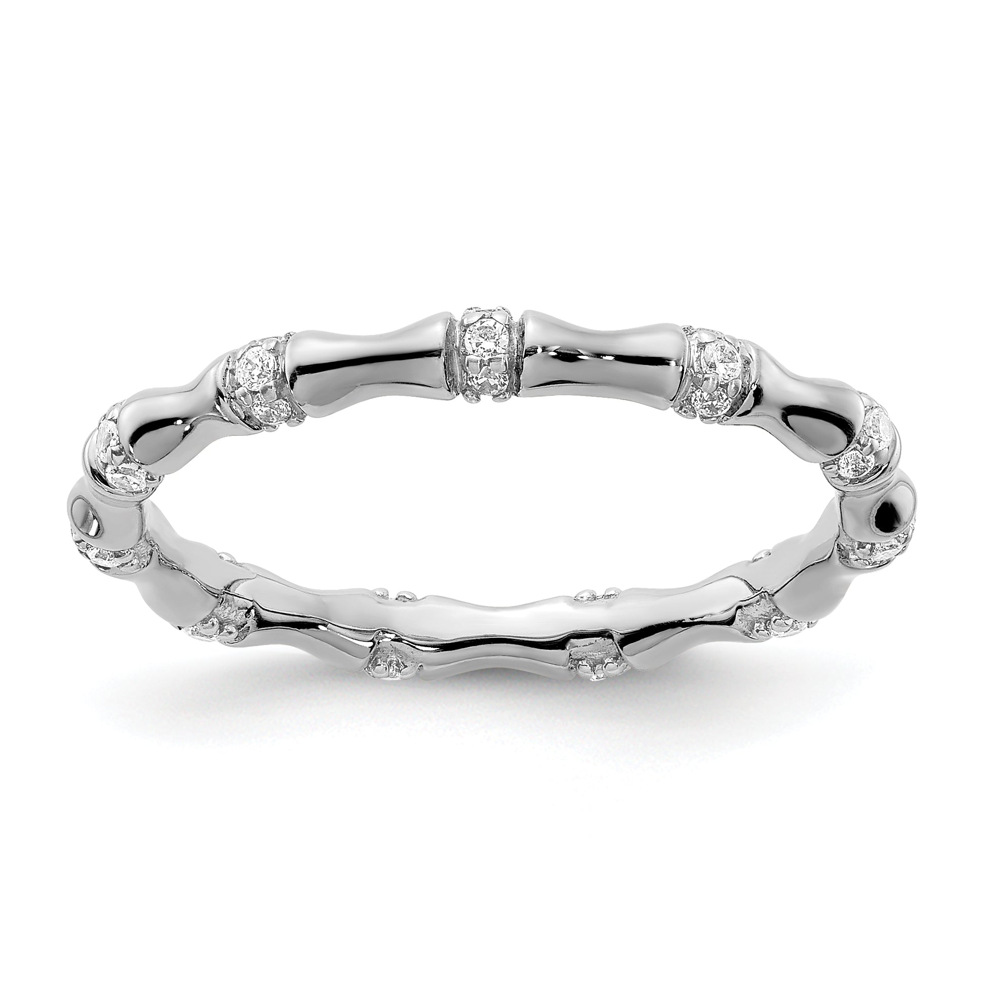 14k White Gold 3mm 1/5 carat Diamond Fancy Bamboo Band RM3722