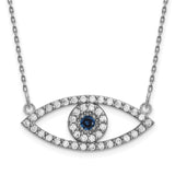 14k White Gold Polished 1/2 carat Diamond and Sapphire Medium Evil Eye 18 inch Necklace XP5045WS/A