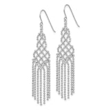14K White Gold Fringe Beaded Chain Dangle French Hook Earrings WF116