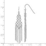 14K White Gold Fringe Beaded Chain Dangle French Hook Earrings WF116