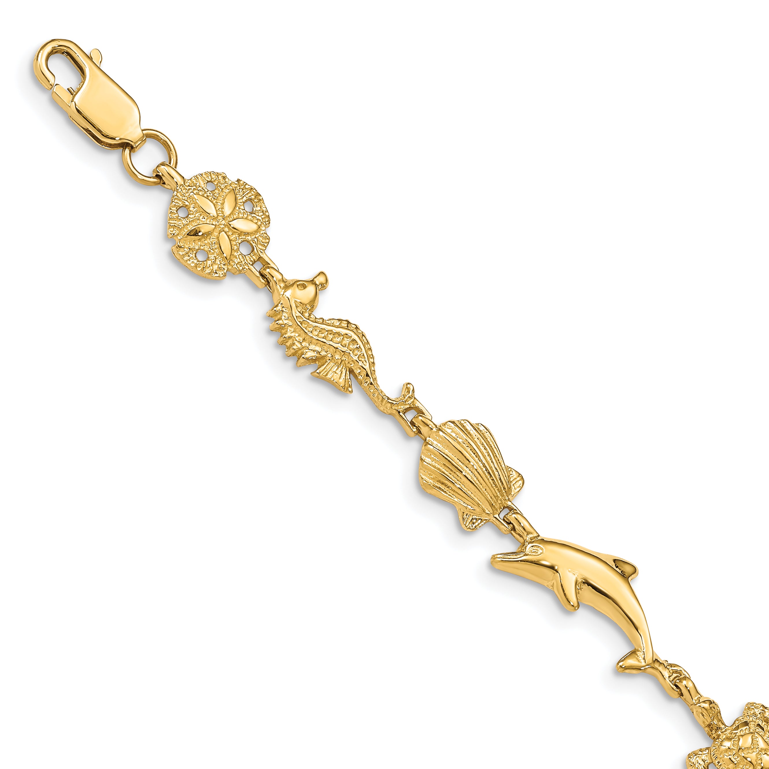 14K Polished Sea Life 7 inch Bracelet FB1281