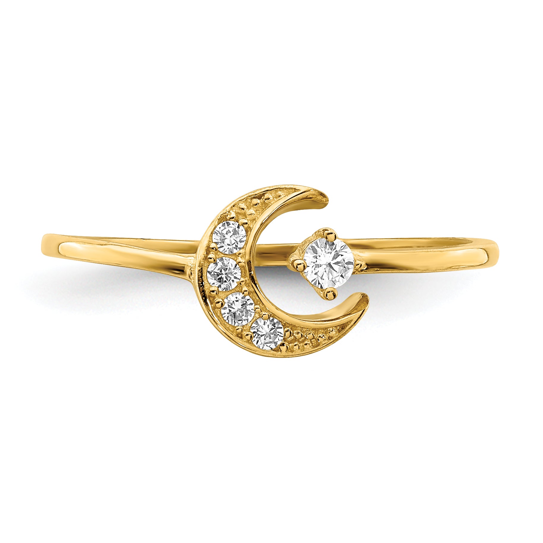 14K CZ Moon Ring K6421