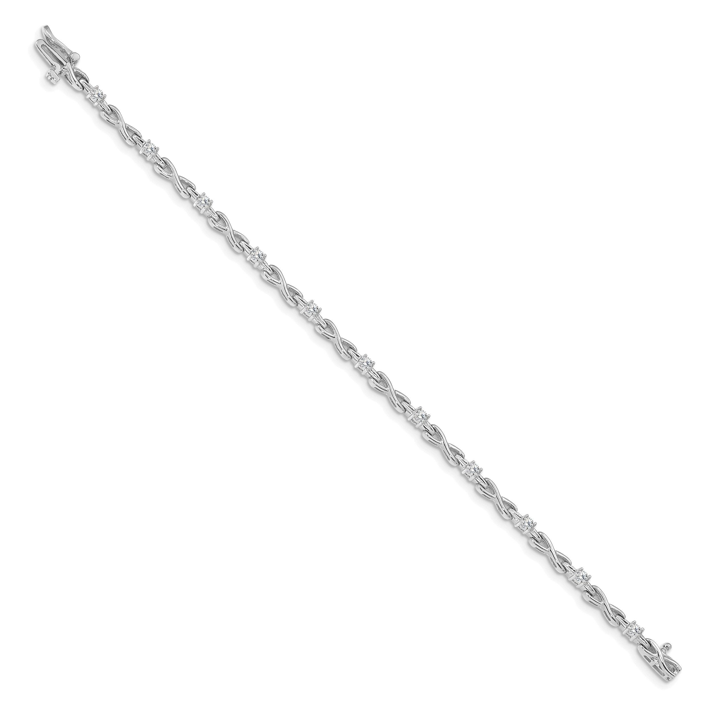 14k White Gold Complete 1/2 carat Round AAA Diamond 4-prong X-design 7 inch Tennis Bracelet X2106WAAA