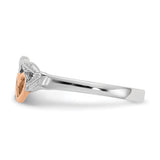 14K White and Rose Gold-Plated Polished 2 Hearts and Leaves Ring K5751