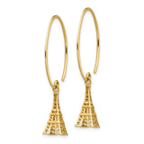 14K 3-D Eiffel Tower Dangle Wire Threader Earrings TH1003