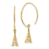 14K 3-D Eiffel Tower Dangle Wire Threader Earrings TH1003