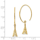 14K 3-D Eiffel Tower Dangle Wire Threader Earrings TH1003