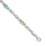 14k White Gold Complete Oval Amethyst Fancy Link 7 inch Bracelet BM4497