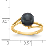 14k 7.5mm Black FW Cultured Pearl ring Y4313BP/AAA