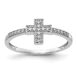 14k White Gold Polished 1/10 carat Diamond Cross Ring RM5655