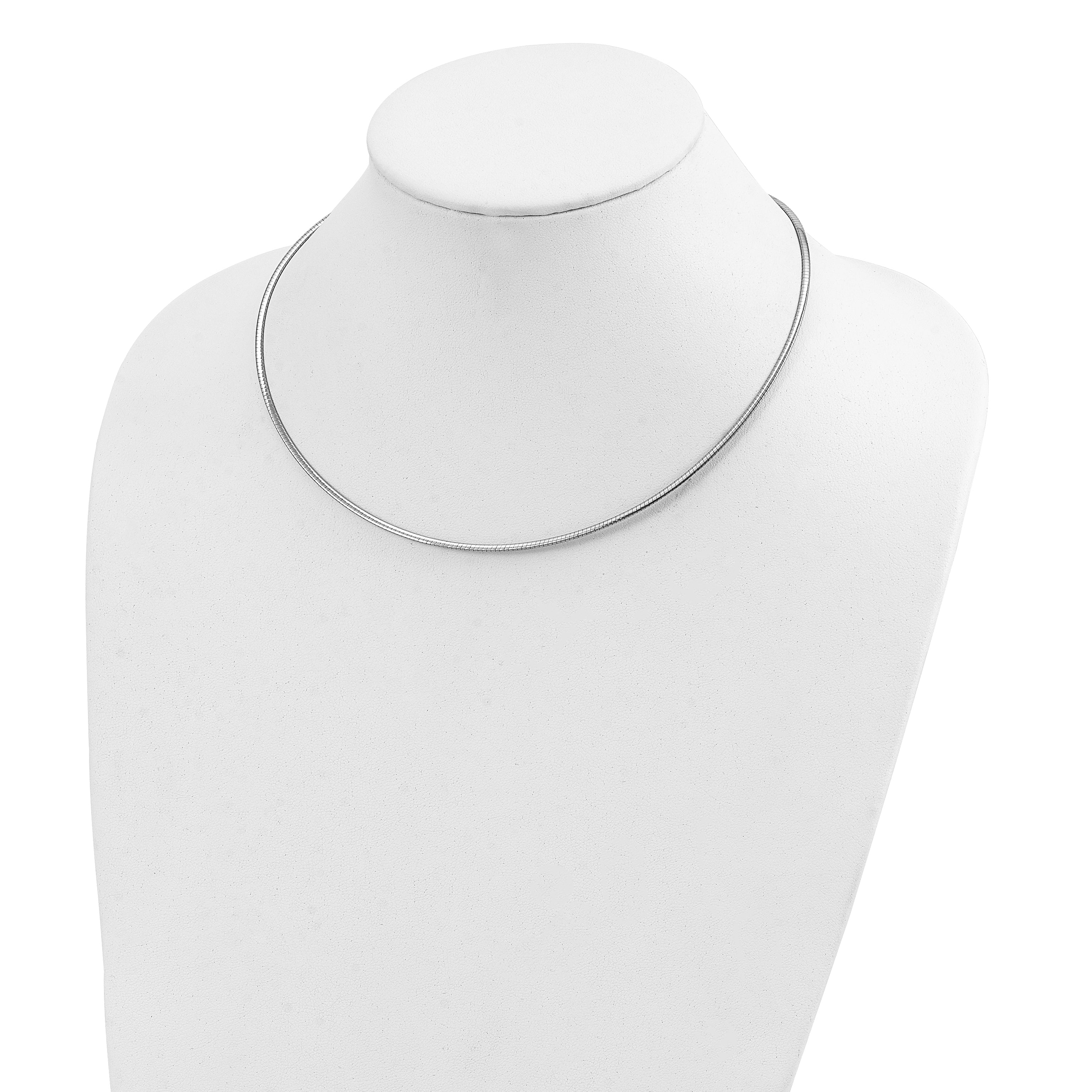 14k Two-tone 2mm Reversible White and Yellow 18 inch Omega Necklace Plus 2 inch Heart Chain Extender ROML2