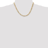 14K 26 inch 5.25mm Flat Figaro with Lobster Clasp Chain FFL140