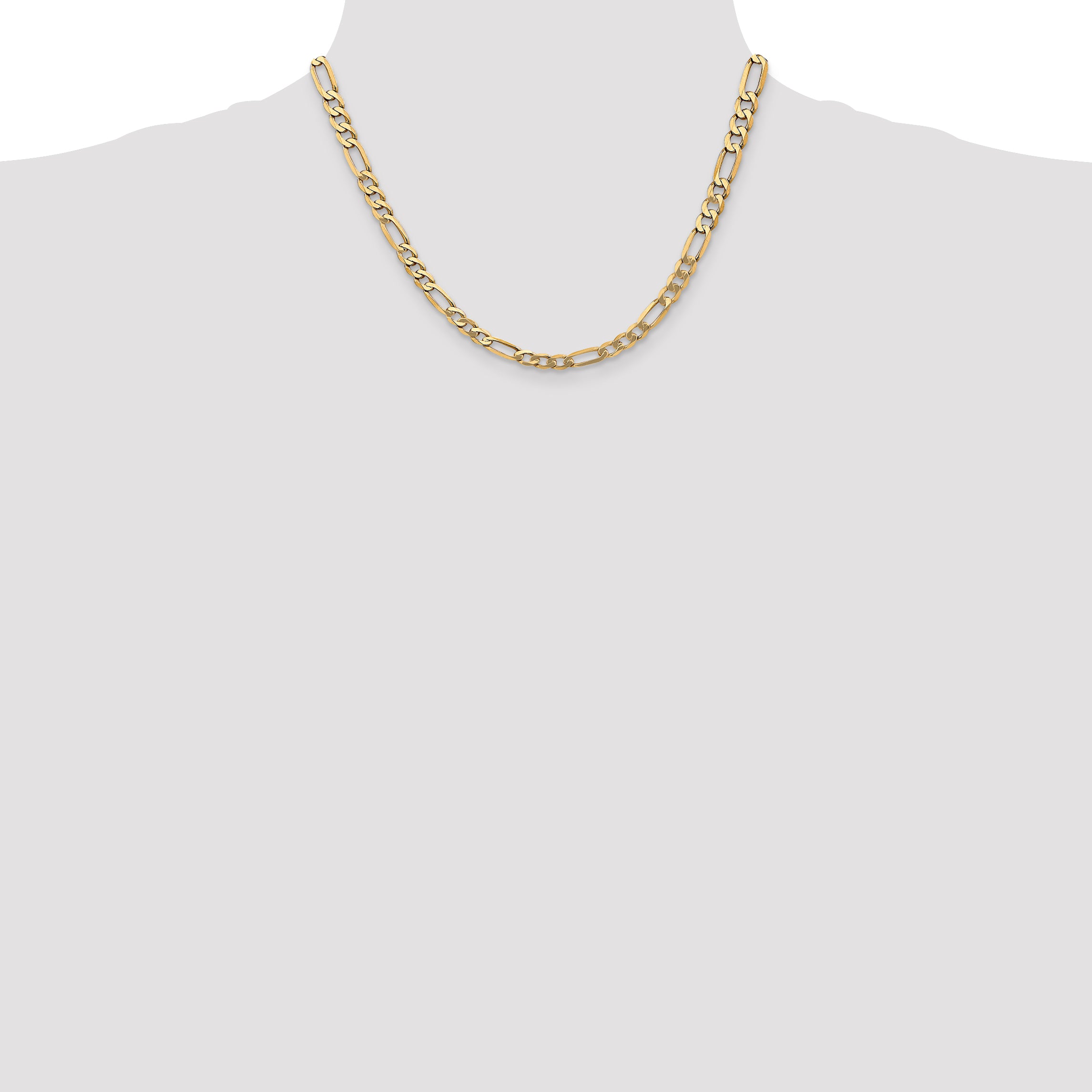 14K 26 inch 5.25mm Flat Figaro with Lobster Clasp Chain FFL140