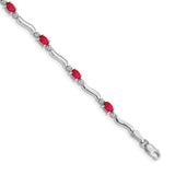 14k White Gold Complete Diamond and Oval Emerald Wavy Link 7 inch Bracelet BM4474