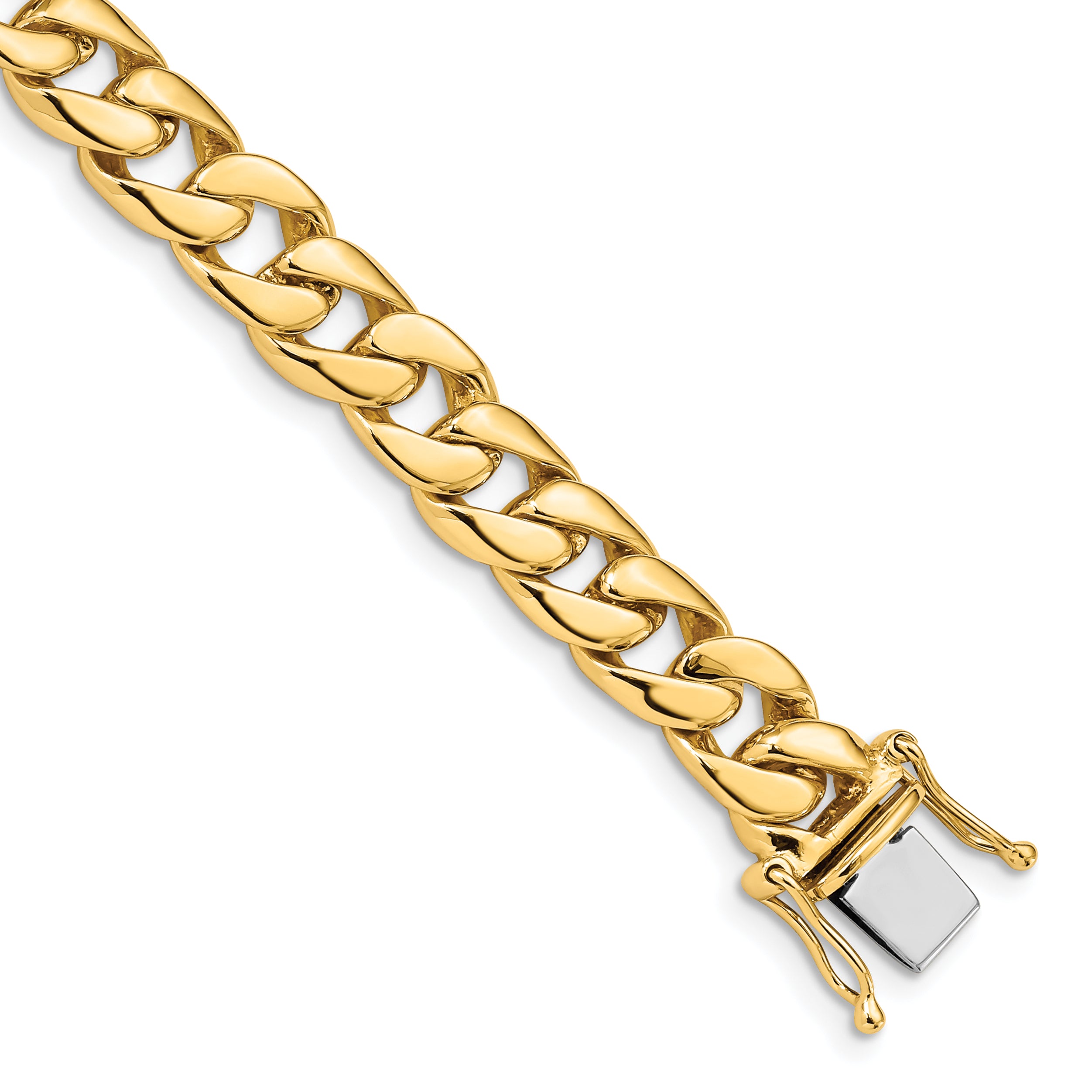 14K 8 inch 8mm Hand Polished Curb Link with Box Catch Clasp Bracelet FL445
