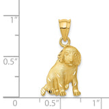 14k Satin Diamond-cut Dog Charm C43