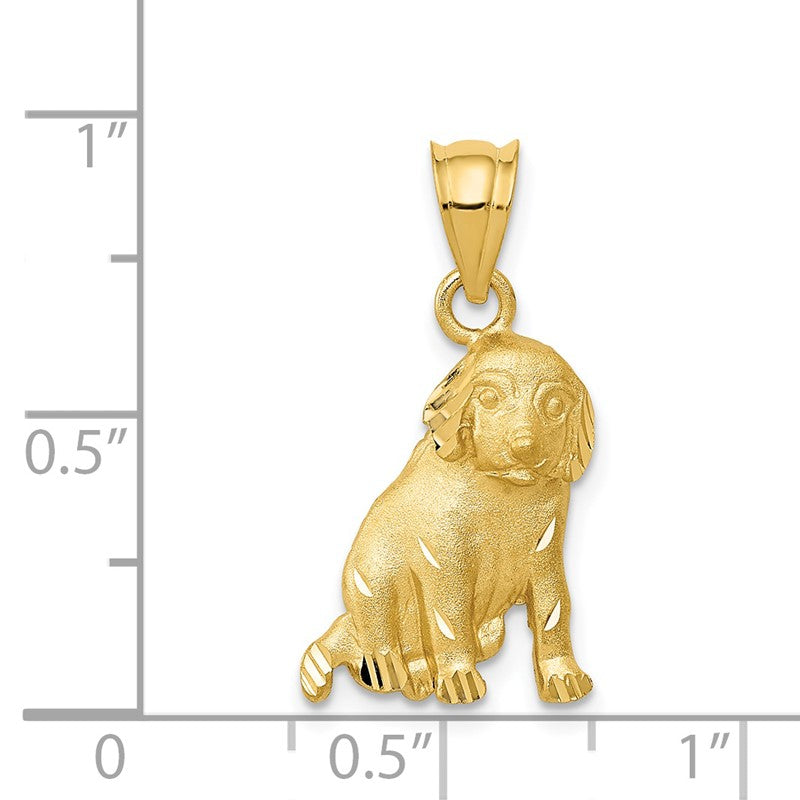14k Satin Diamond-cut Dog Charm C43