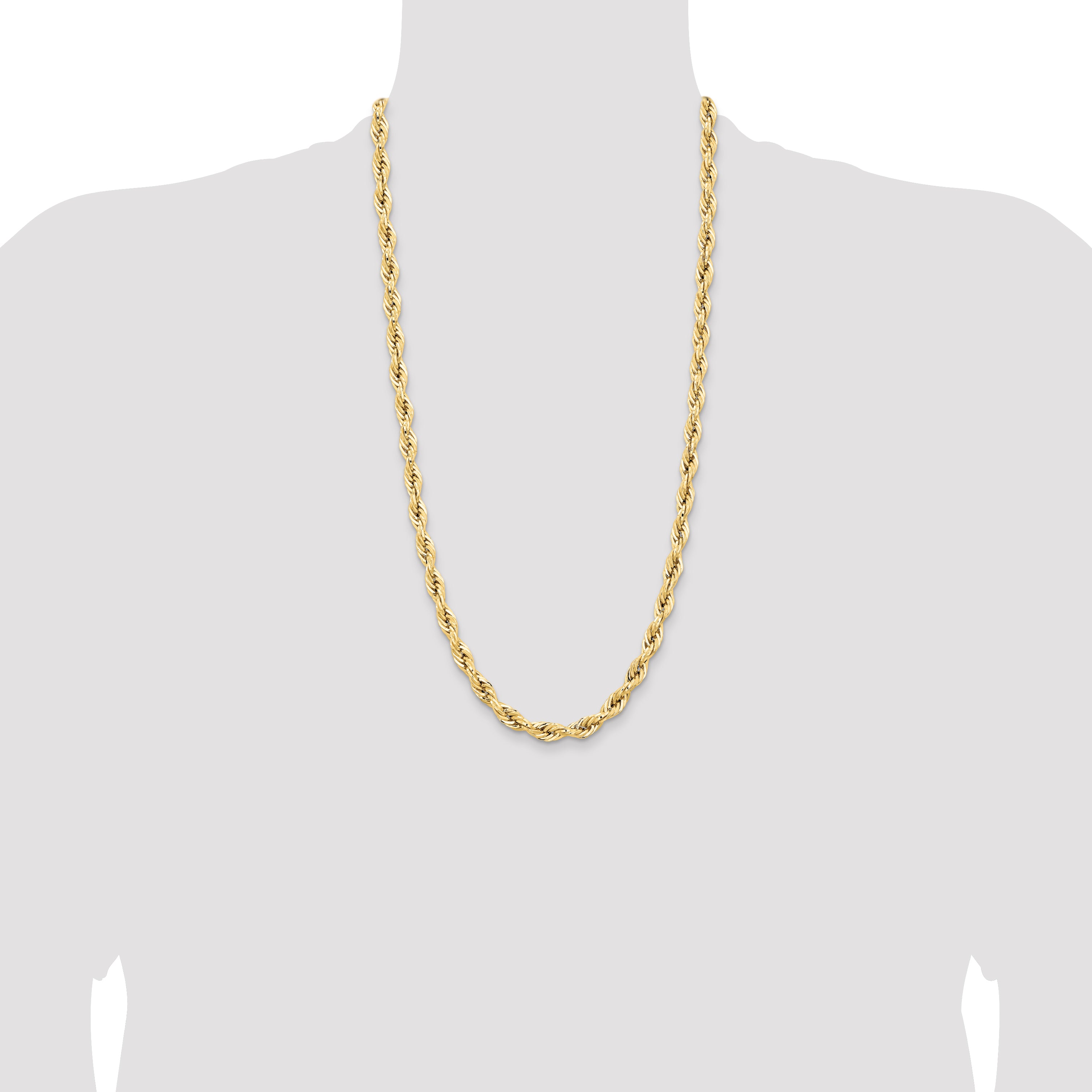 14K 18 inch 7mm Semi Solid Rope with Lobster Clasp Chain BC194