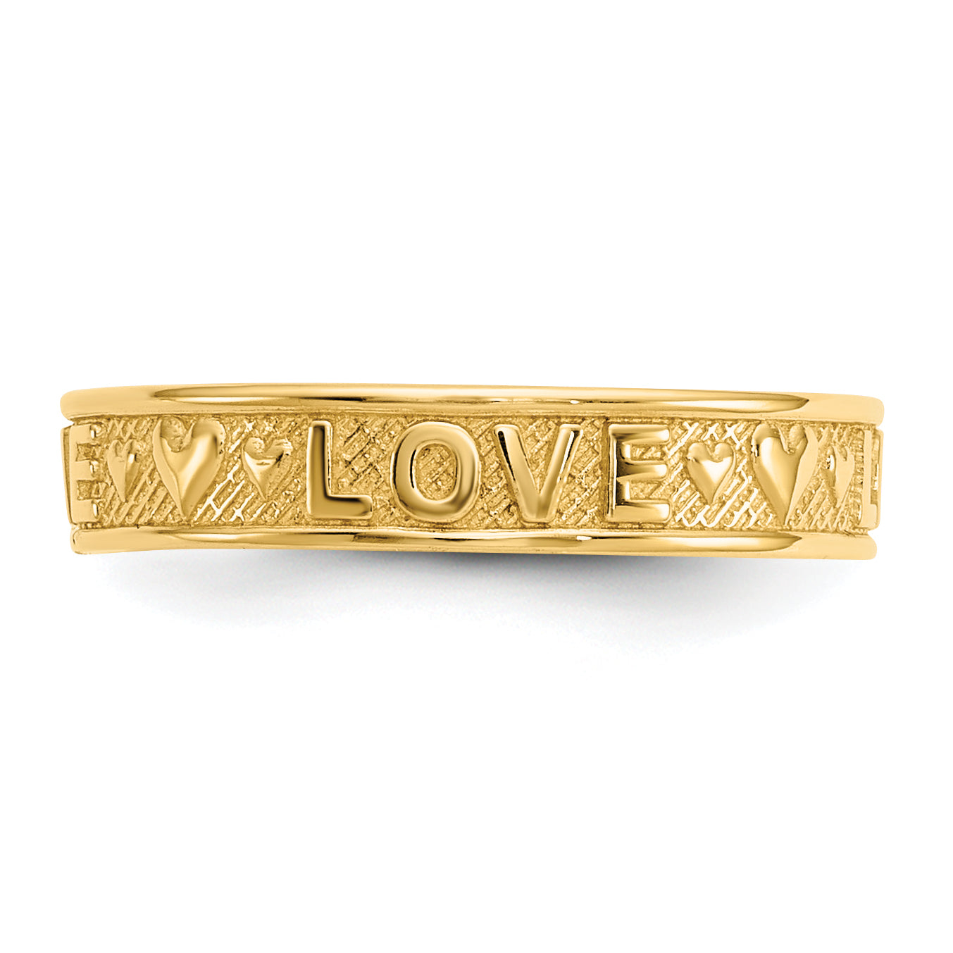 14K Polished LOVE and Hearts Toe Ring R551