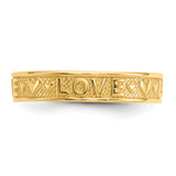 14K Polished LOVE and Hearts Toe Ring R551