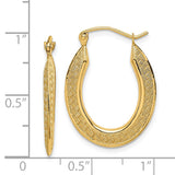 14k 1x25mm Textured Stamped Oval Hoop Earrings TF1459
