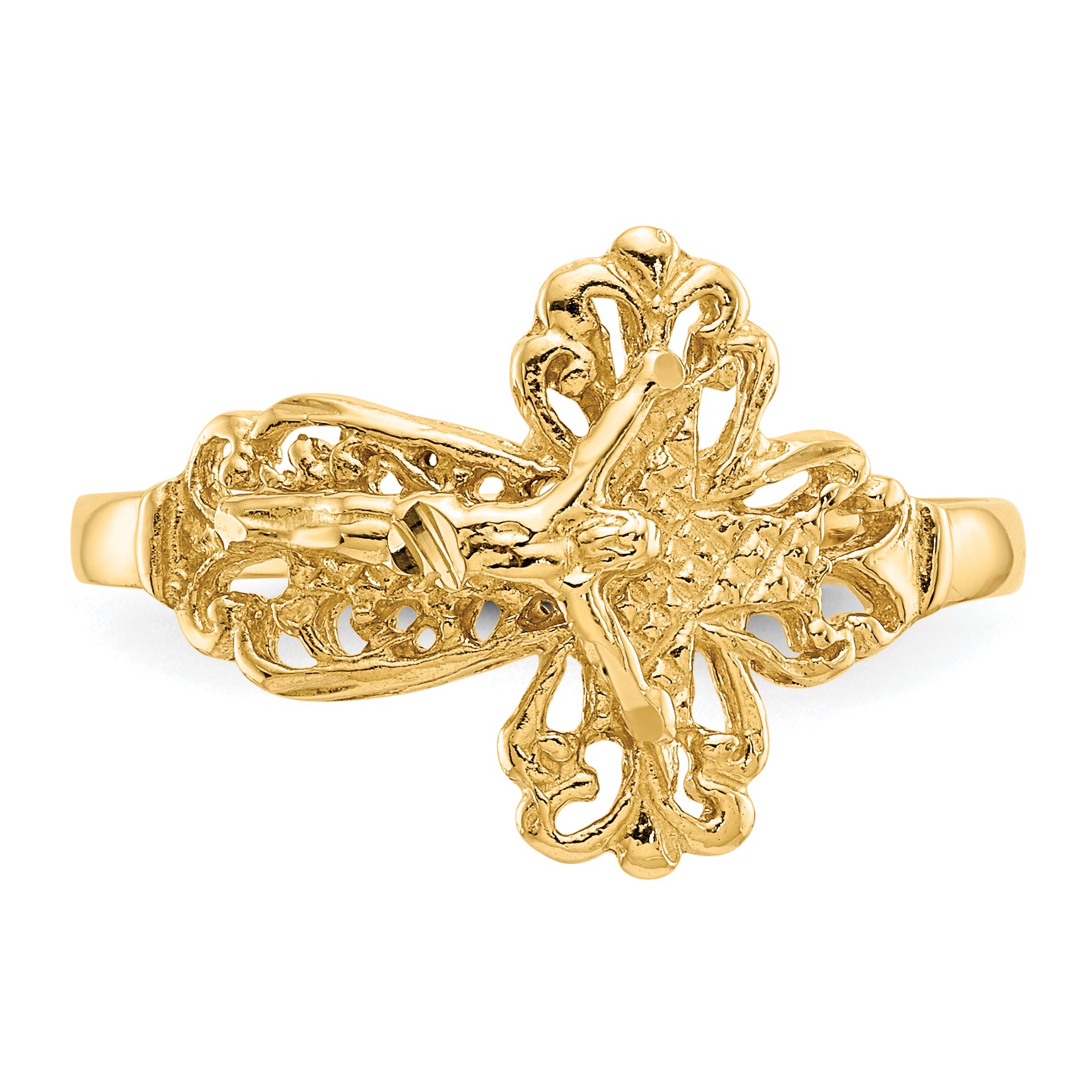 14K Diamond-cut Crucifix Ring K3970