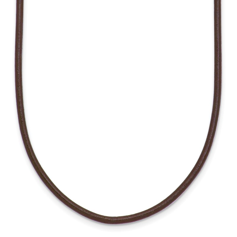 14k Yellow Clasp 2mm 16 inch Brown Leather Cord Necklace XG262