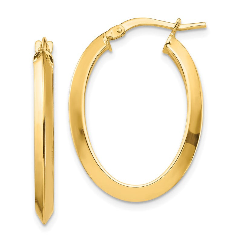 14k 3.5x27mm Polished Knife-Edge Oval Tube Hoop Earrings TF1399