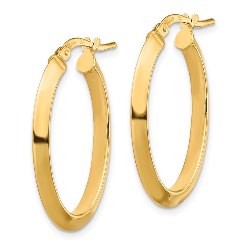 14k 3.5x27mm Polished Knife-Edge Oval Tube Hoop Earrings TF1399