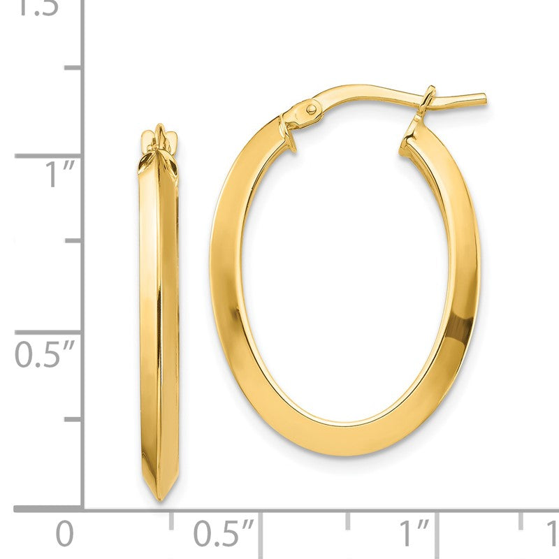 14k 3.5x27mm Polished Knife-Edge Oval Tube Hoop Earrings TF1399