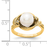 14k 7.5mm FW Cultured Pearl AAA Diamond ring Y4382PL/AAA