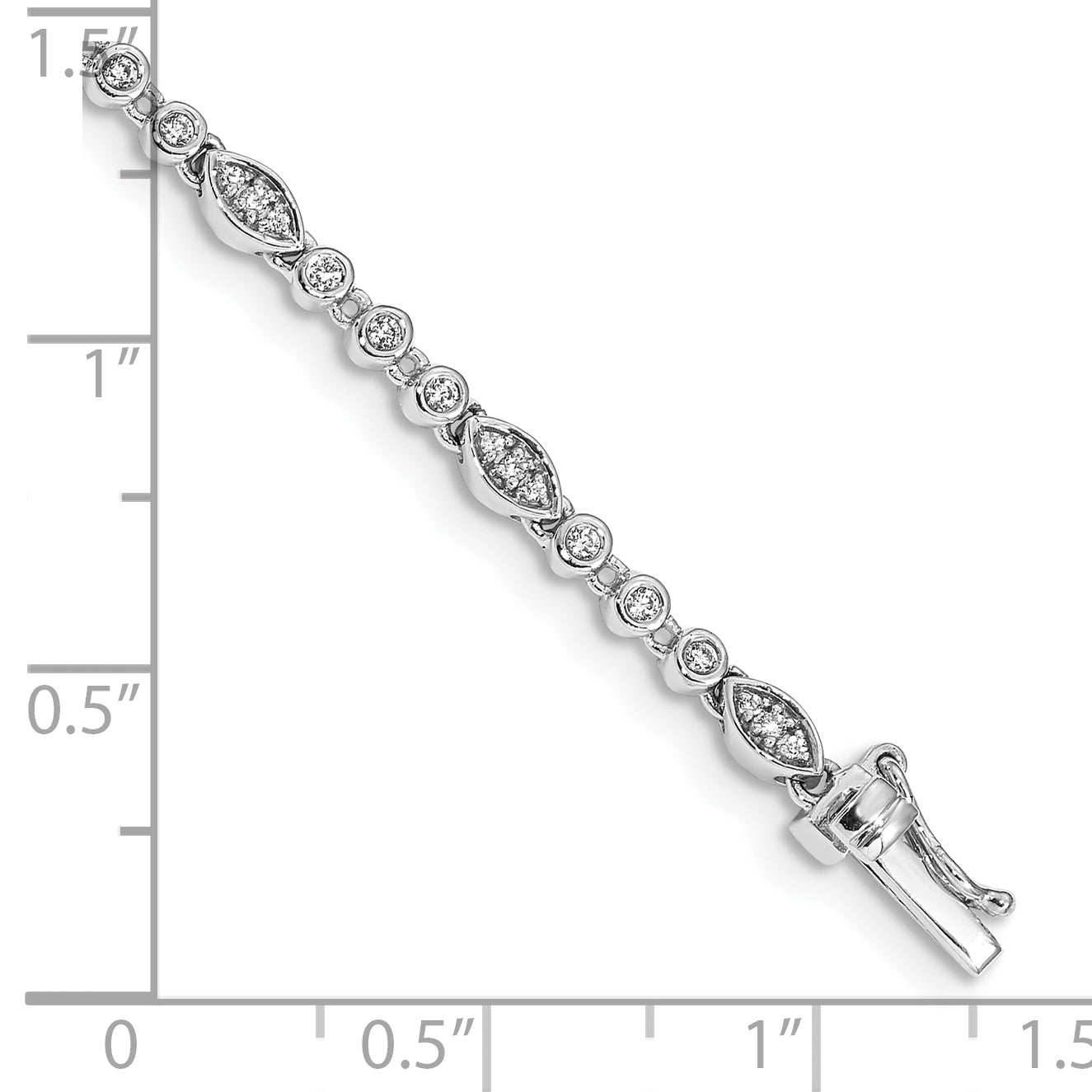 14k White Gold Complete 1/2 carat Diamond Fancy Link 7 inch Bracelet BM4621