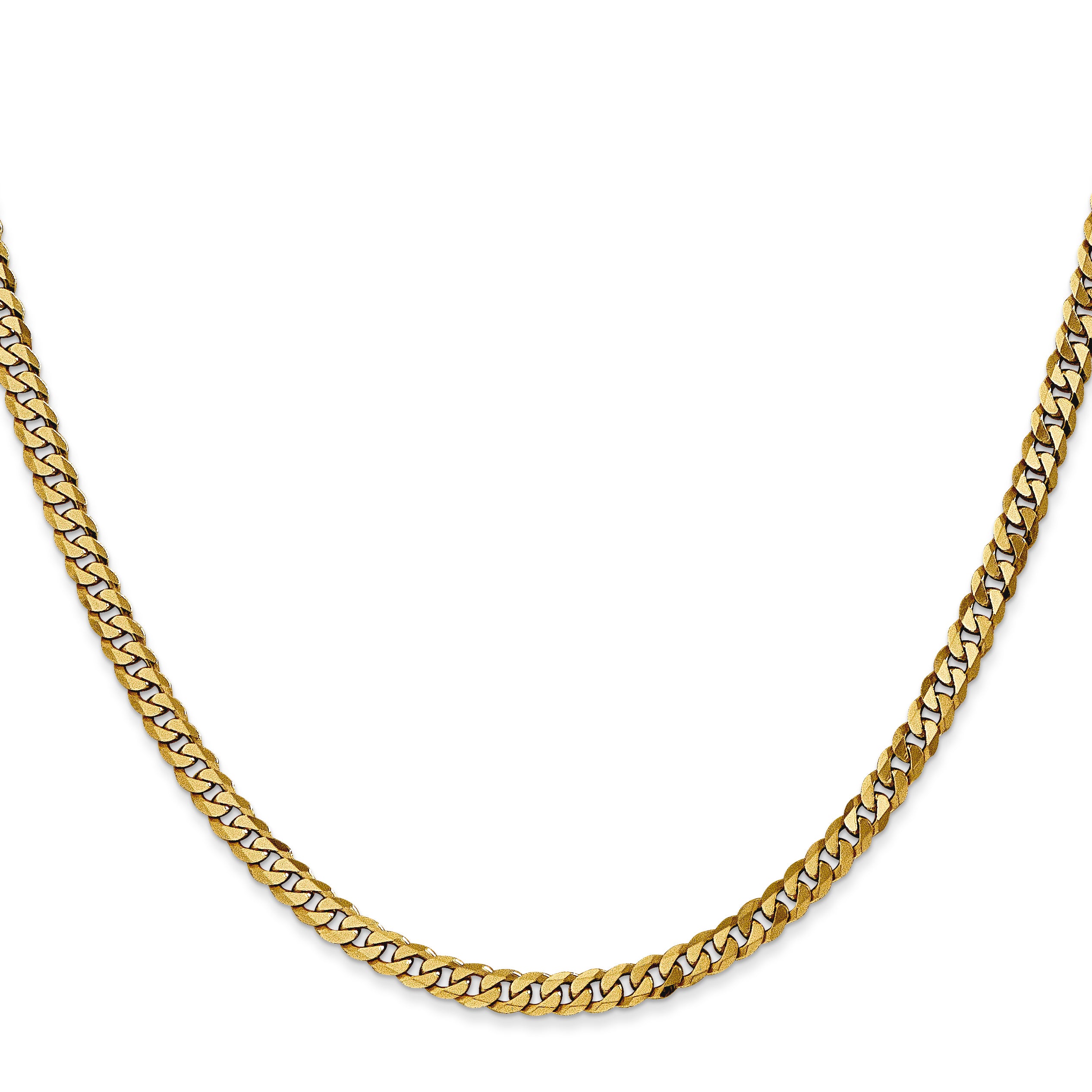 14K 26 inch 3.9mm Flat Beveled Curb with Lobster Clasp Chain FBU100
