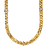 14k Two-Tone Polished Complete .05ct Diamond and Mesh 7.25 inch Bracelet SF607