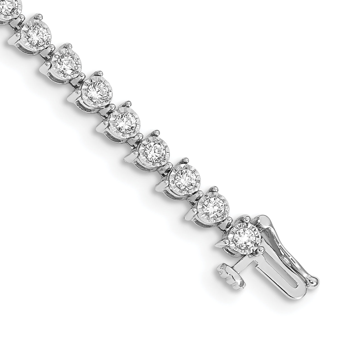 14k White Gold Complete 2 carat Diamond Illusion Setting 7 inch Tennis Bracelet BM4656