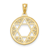 14k Filigree Star of David Round Pendant C3739
