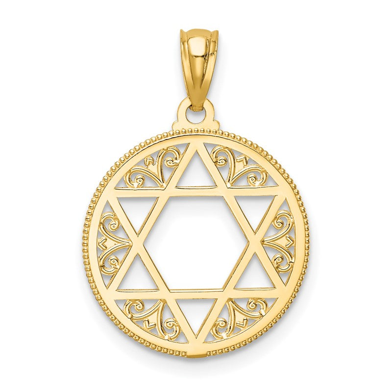 14k Filigree Star of David Round Pendant C3739