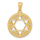 14k Filigree Star of David Round Pendant C3739
