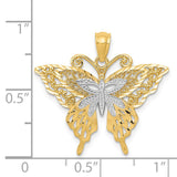 14k and White Rhodium Fancy Butterfly Pendant C3487