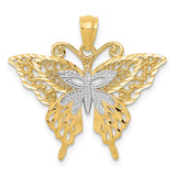 14k and White Rhodium Fancy Butterfly Pendant C3487