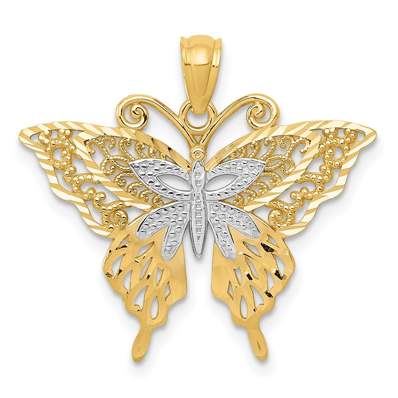 14k and White Rhodium Fancy Butterfly Pendant C3487