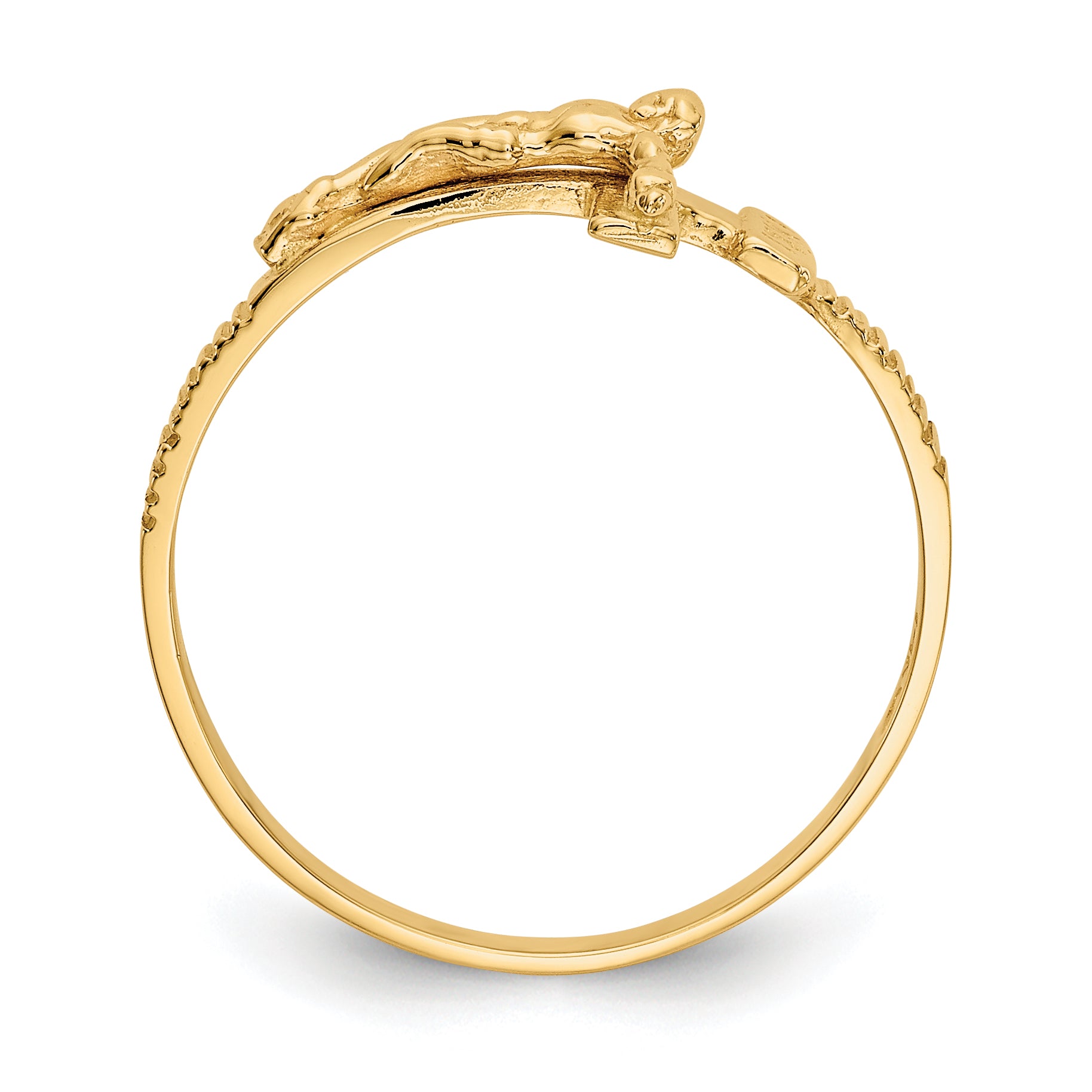14K Polished Crucifix Ring K5725