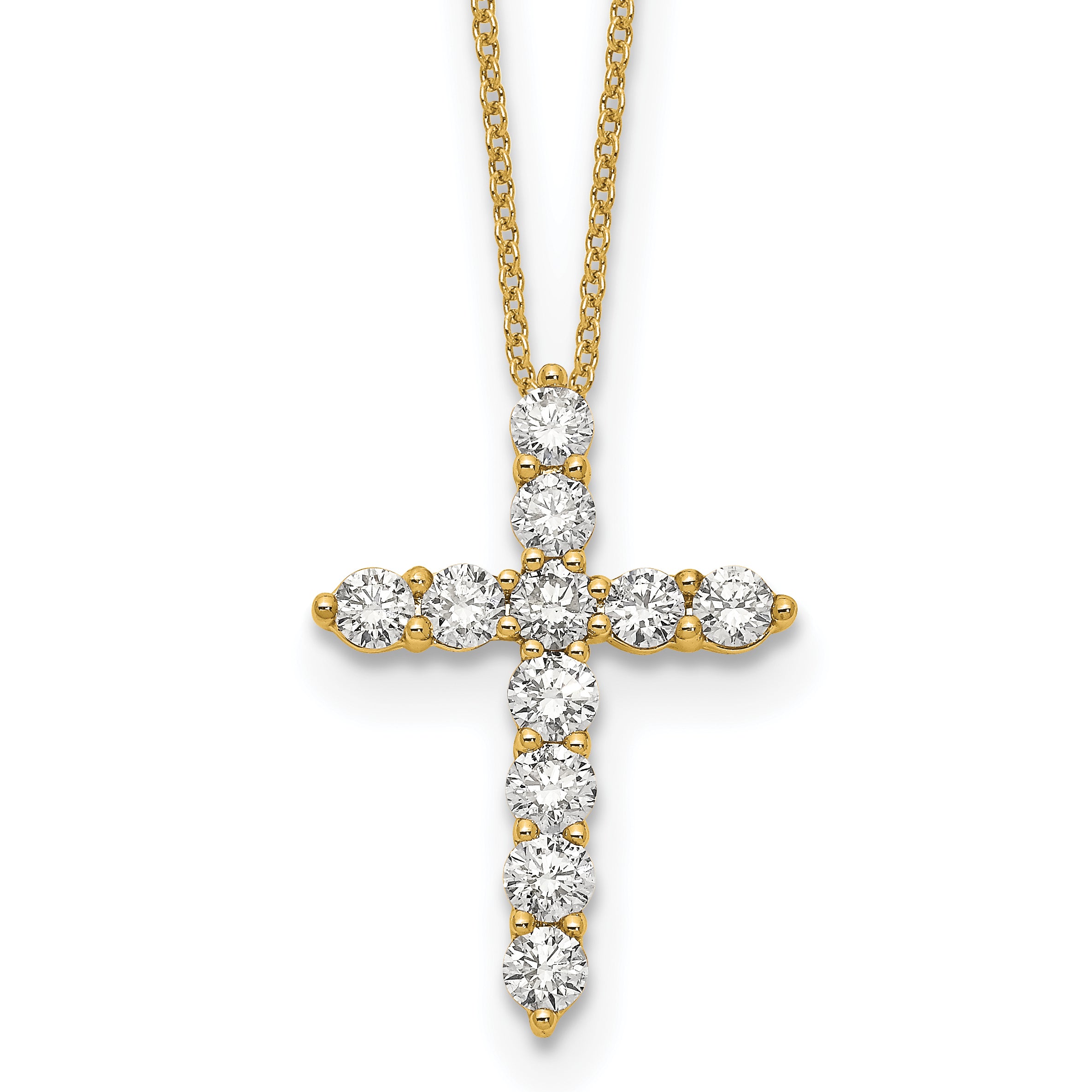 14k White Gold 1/4 carat Diamond Cross Pendant 18 inch Necklace PM1000
