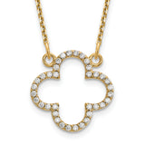 14k Polished 1/4 carat Diamond Quatrefoil Design 18 inch Necklace XP5050A