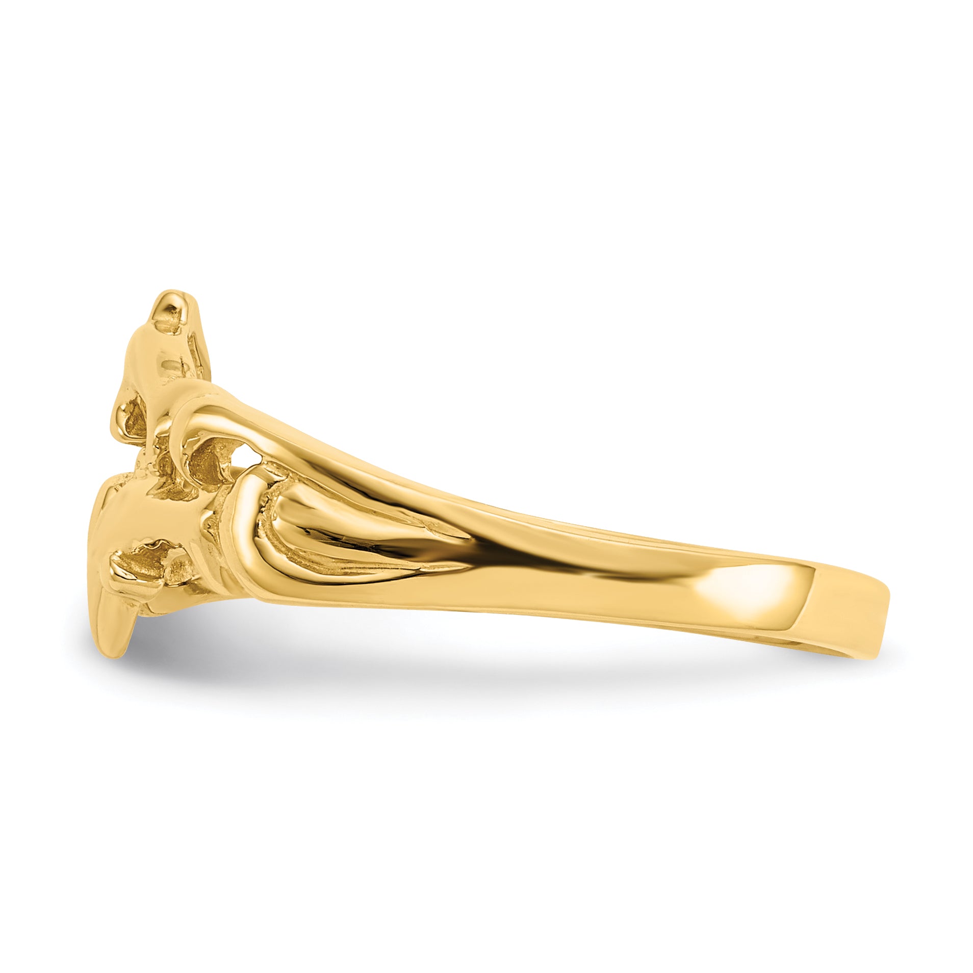 14K Double Dolphins with Waves Ring K4551