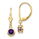 14k 5mm Round Amethyst Bezel Leverback Dangle Earrings XLB100AM