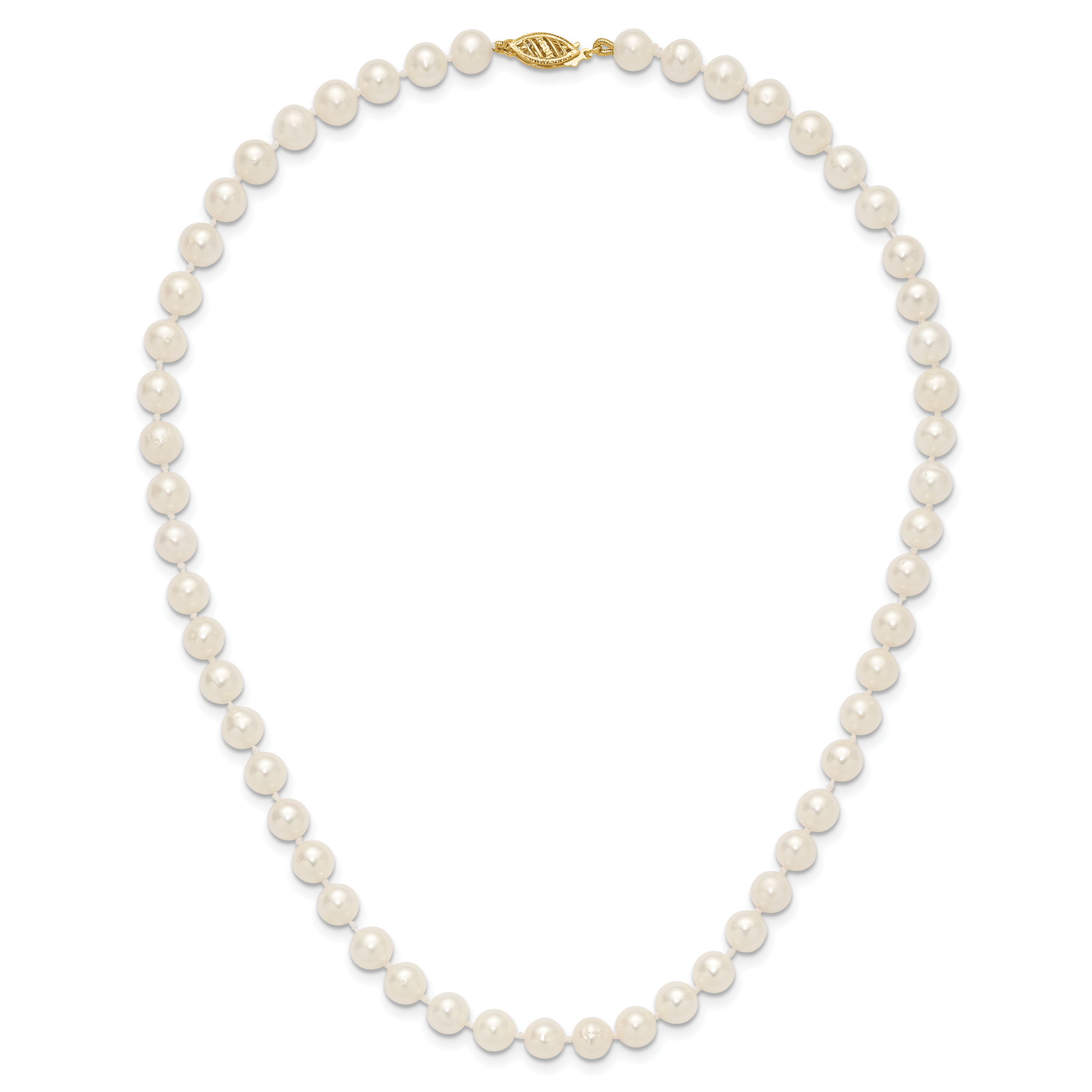 14k 6-7mm White Near-Round Freshwater Cultured Pearl 16 inch Necklace WPN060