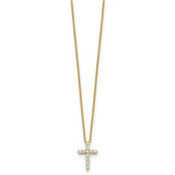 14k White Gold 1/4 carat Diamond Cross Pendant 18 inch Necklace PM1000