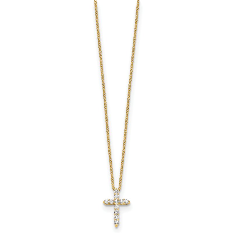 14k White Gold 1/4 carat Diamond Cross Pendant 18 inch Necklace PM1000